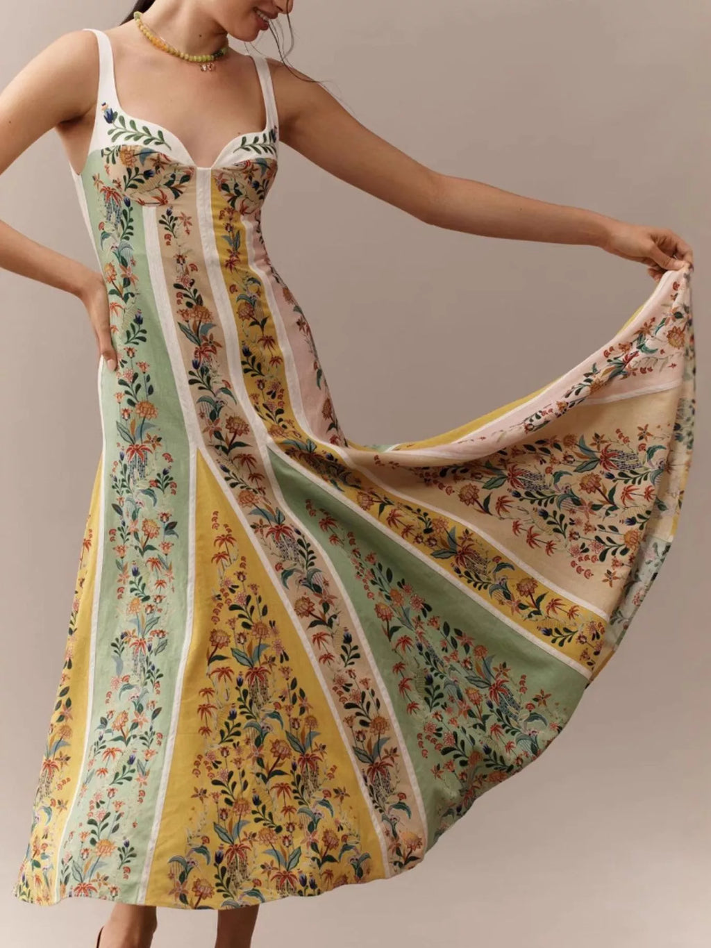 Floral Print Sweetheart Neck Maxi Dress 008 - Poppy & Pearl Edit