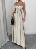 Contrast Trim Spaghetti Strap Maxi Dress Detail Shot - Poppy & Pearl Edit