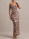 Slit Floral Sequin Bodycon Maxi Dress 002 - Poppy & Pearl Edit