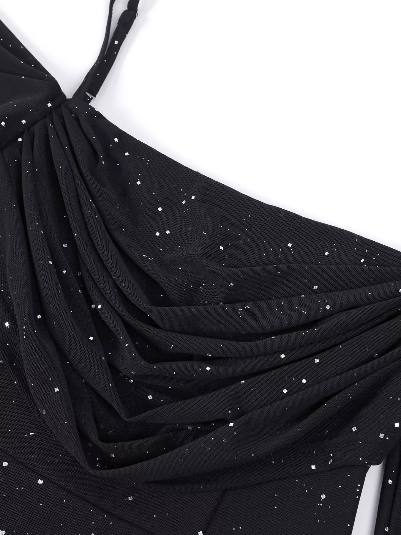 Glitter Ruched Long Sleeve Mermaid Maxi Dress 014 - Poppy & Pearl Edit