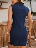 Sleeveless Button Front Bodycon Denim Dress 002 - Poppy & Pearl Edit