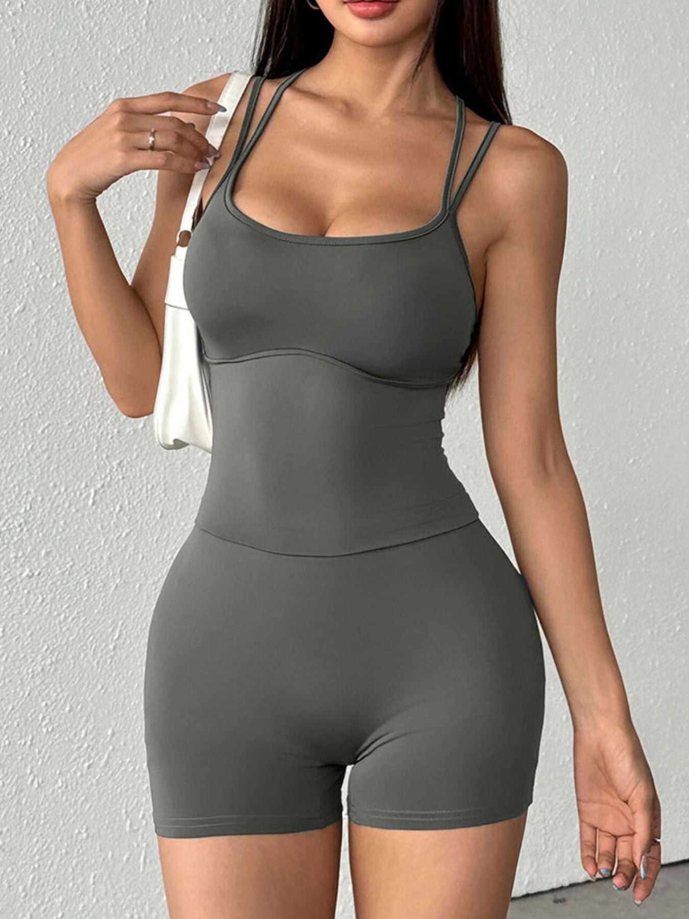 Double Spaghetti Strap Active Romper 003 - Poppy & Pearl Edit