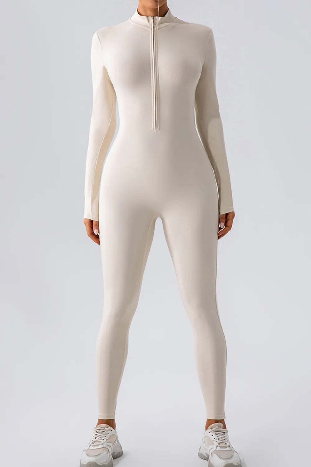 Half Zip Mock Neck Active Jumpsuit Elevated Active - Poppy & Pearl Edit