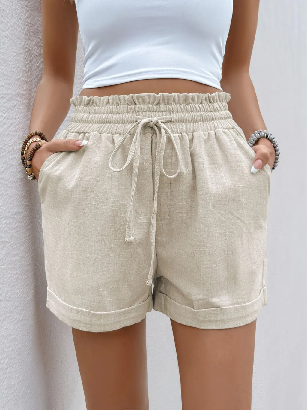 Frill Drawstring Shorts 005 - Poppy & Pearl Edit