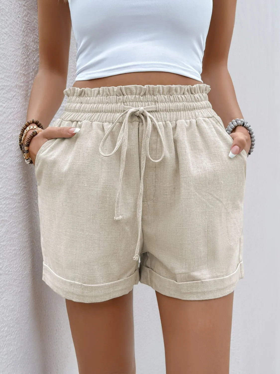 Frill Drawstring Shorts 005 - Poppy & Pearl Edit