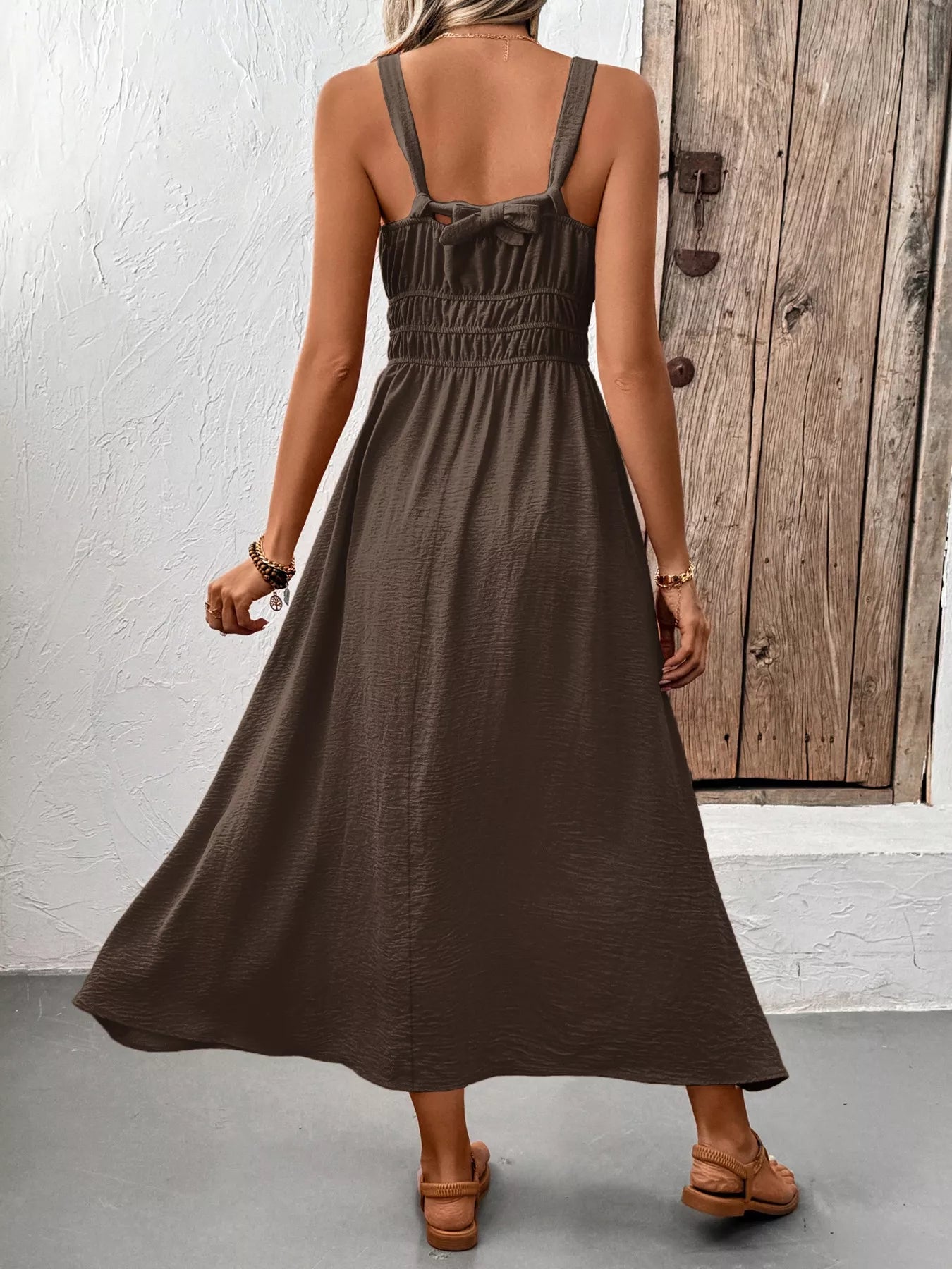 Sleeveless Smocked Casual Midi Dress 012 - Poppy & Pearl Edit