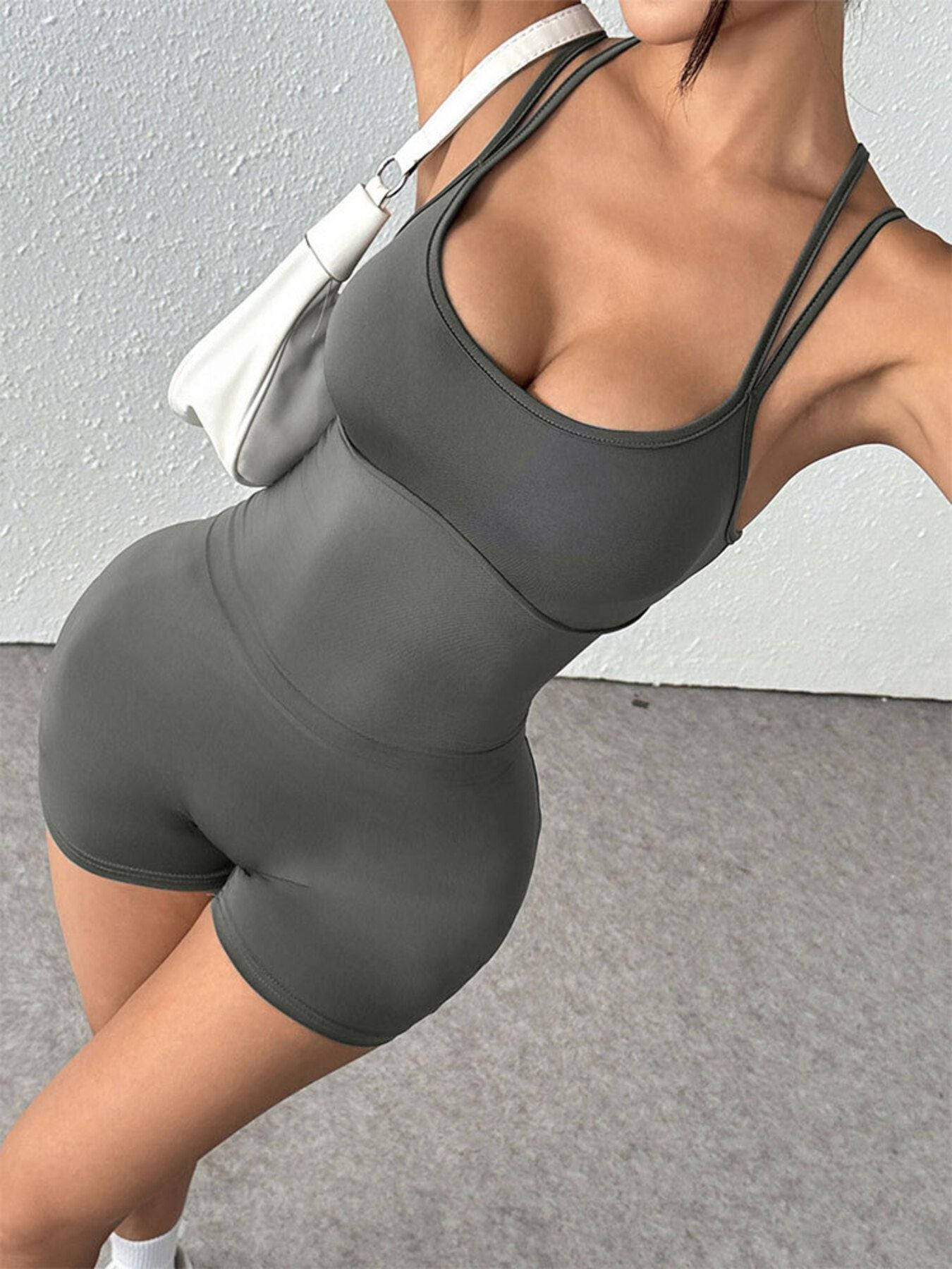 Double Spaghetti Strap Active Romper 005 - Poppy & Pearl Edit