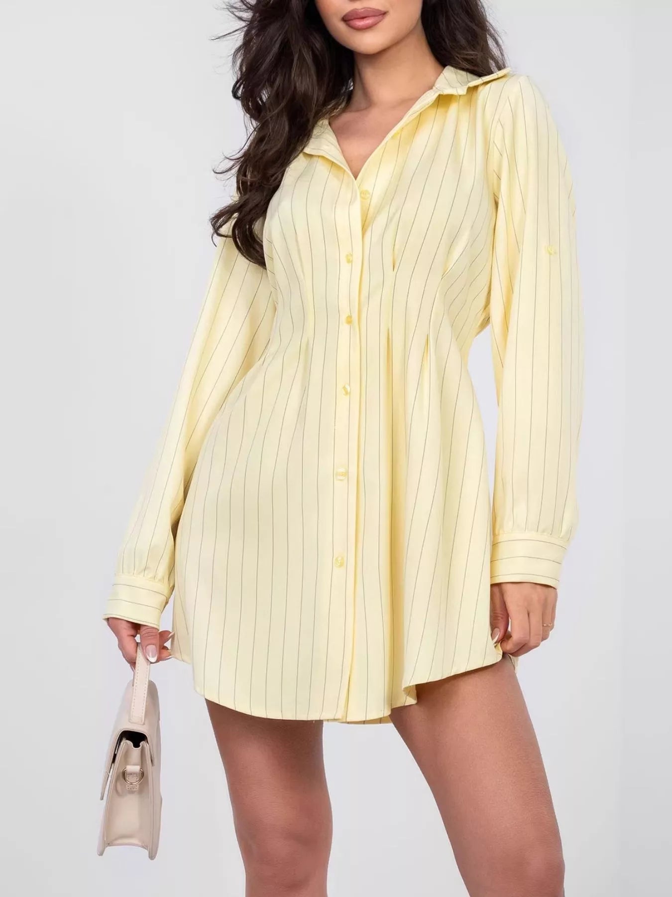Striped Button Down Mini Dress 010 - Poppy & Pearl Edit