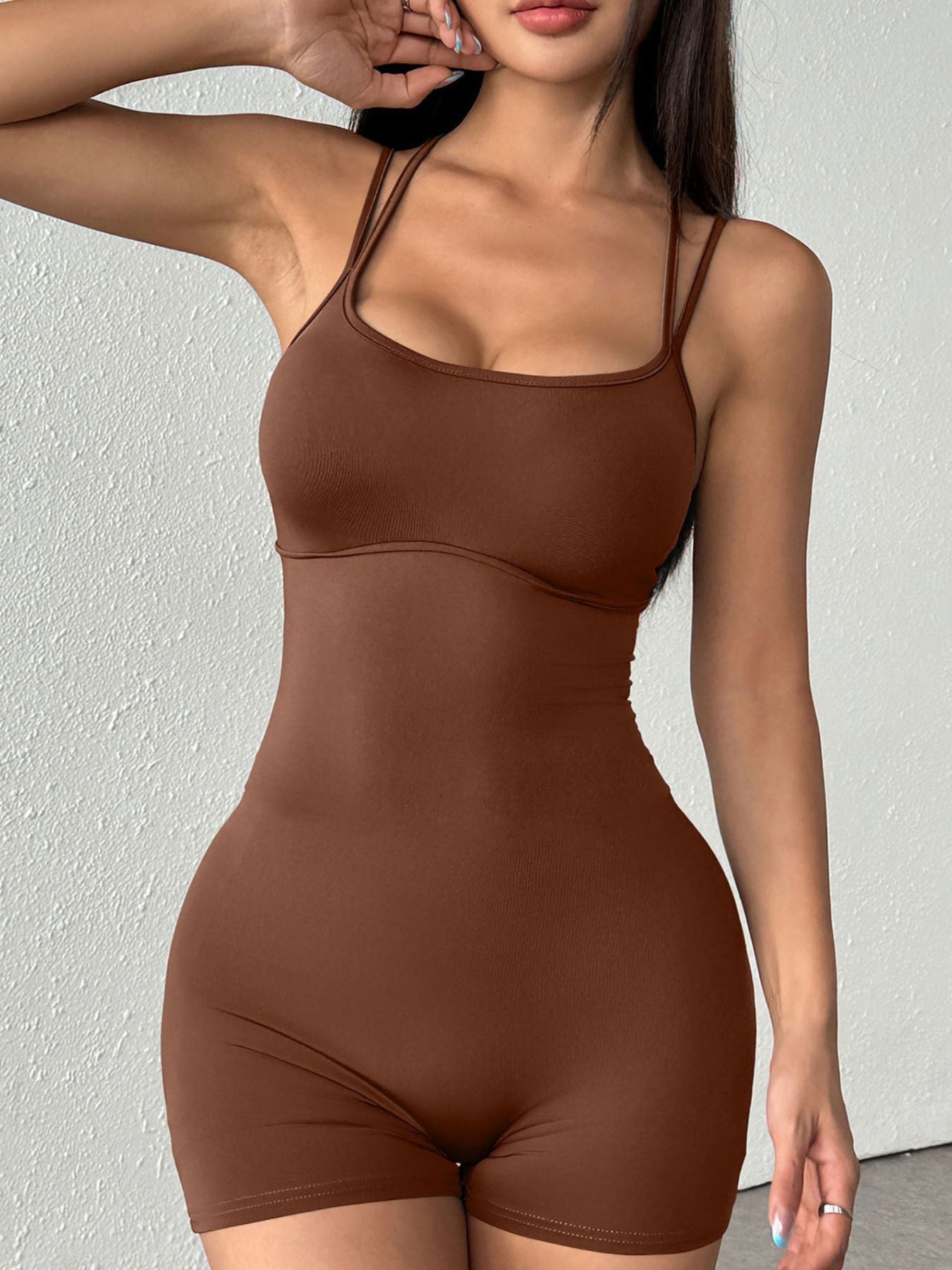 Double Spaghetti Strap Active Romper 013 - Poppy & Pearl Edit