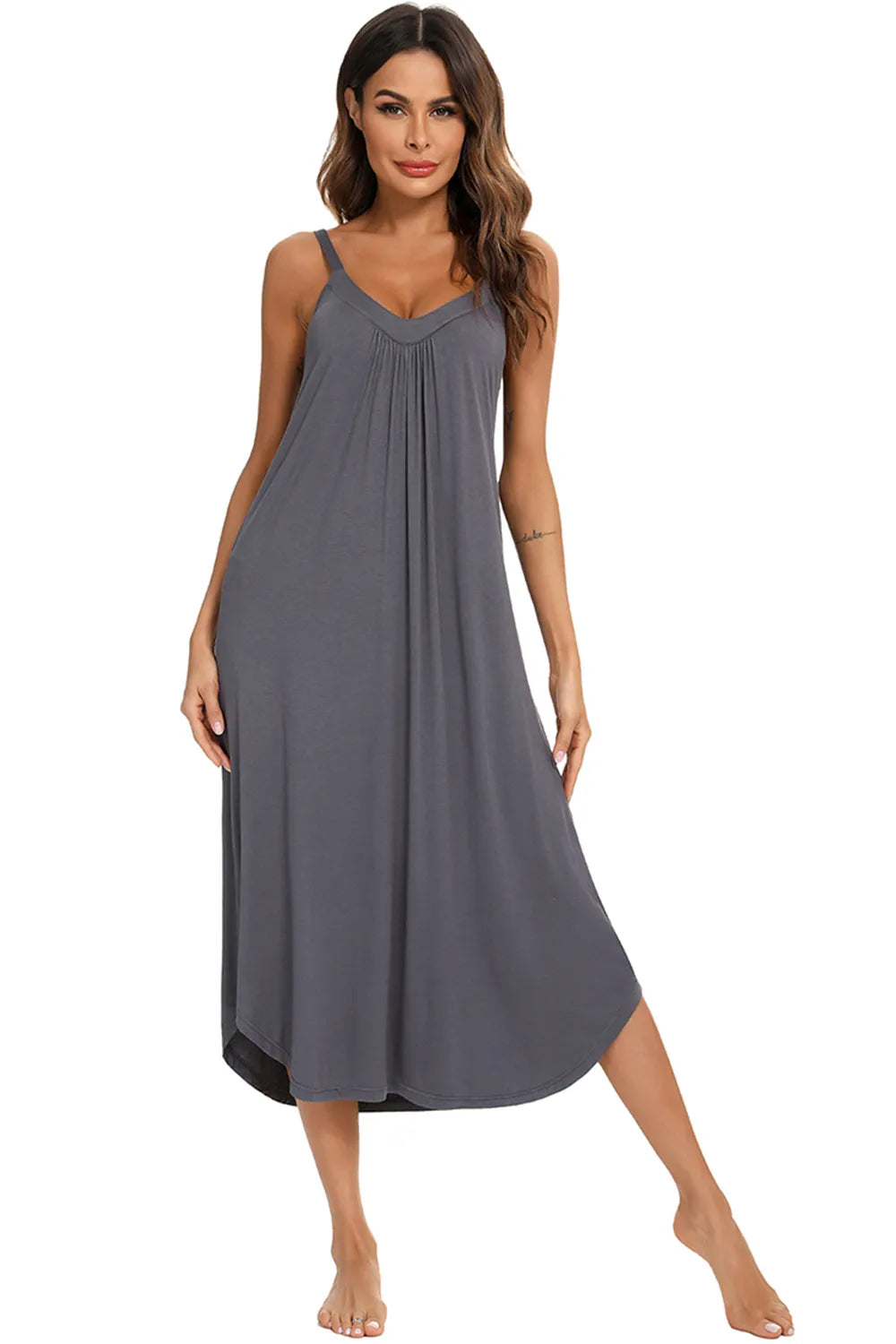 V Neck Midi Lounge Dress 004 - Poppy & Pearl Edit