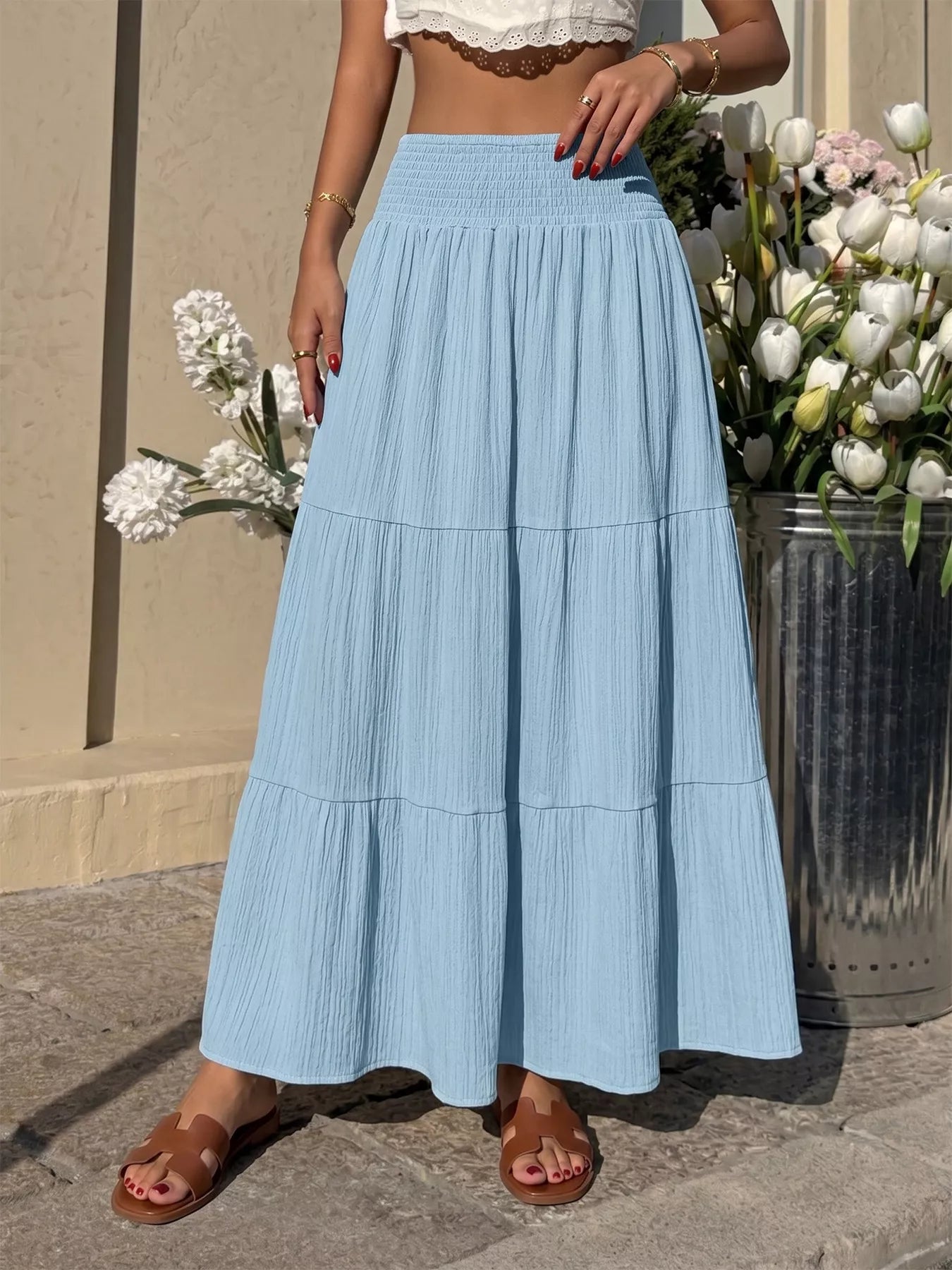 Tiered Flowy Maxi Skirt 001 - Poppy & Pearl Edit