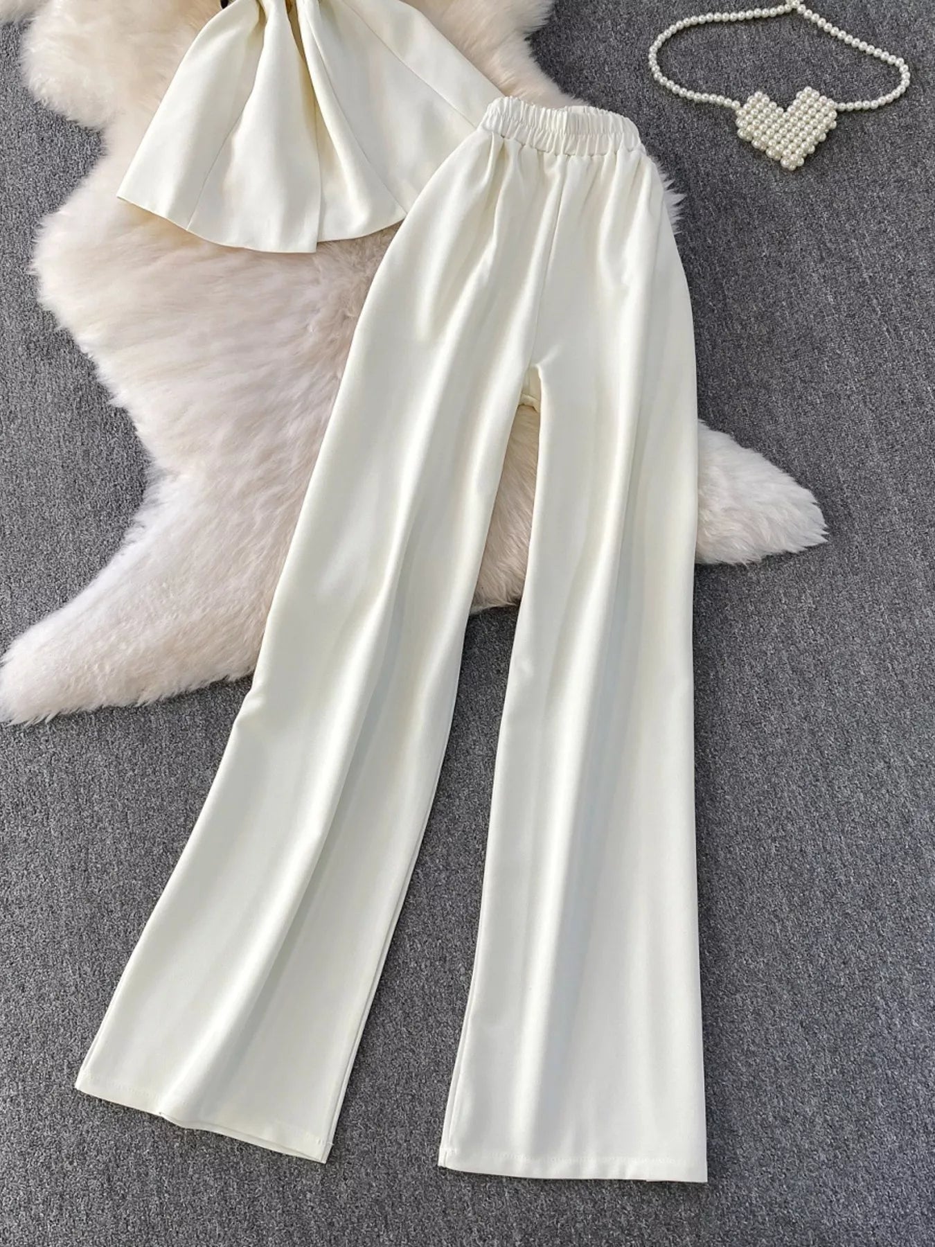 Sleeveless Top And Wide Leg Pants Set 005 - Poppy & Pearl Edit