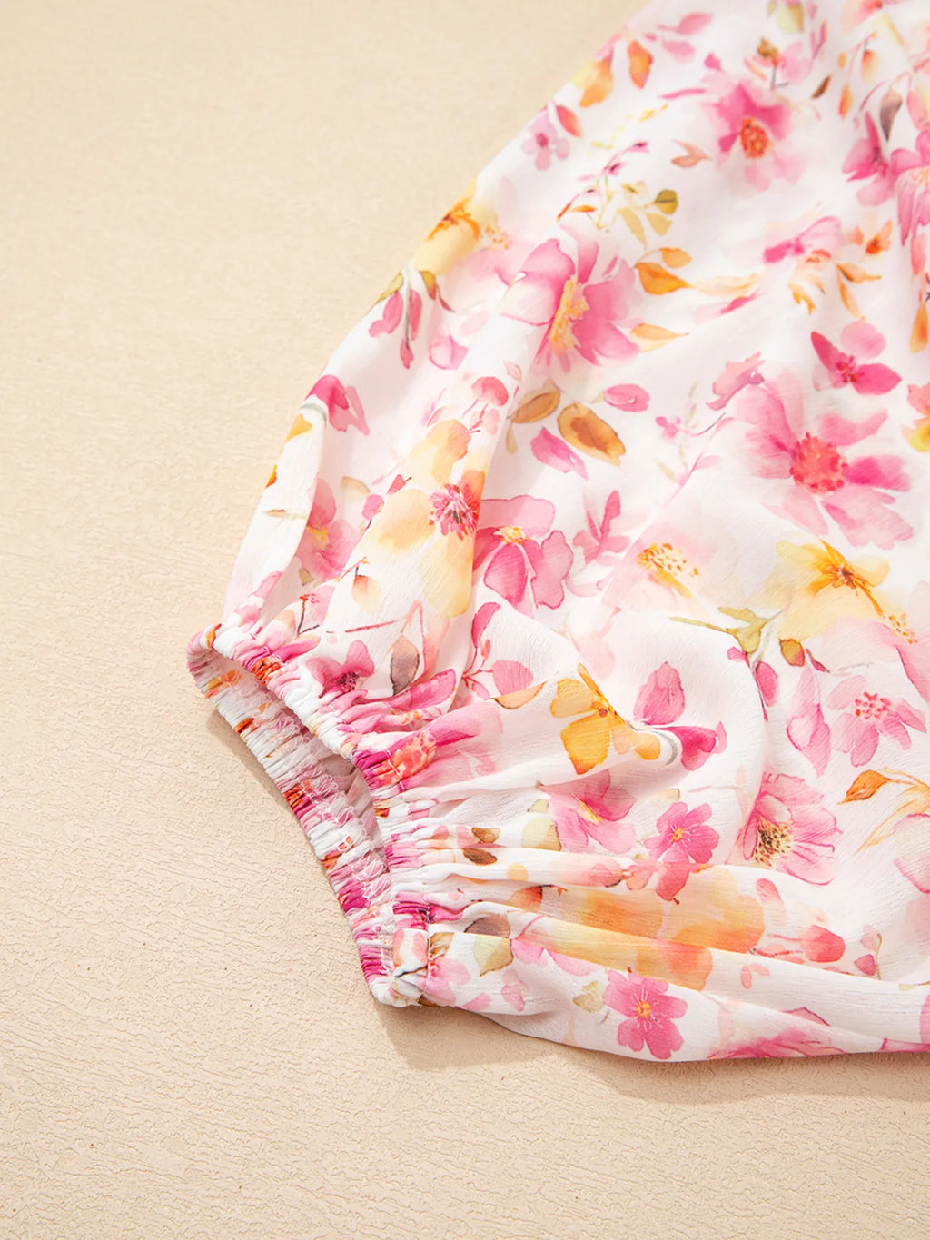Floral Print Tassel Tie Smocked Puff Sleeve Blouse 008 - Poppy & Pearl Edit
