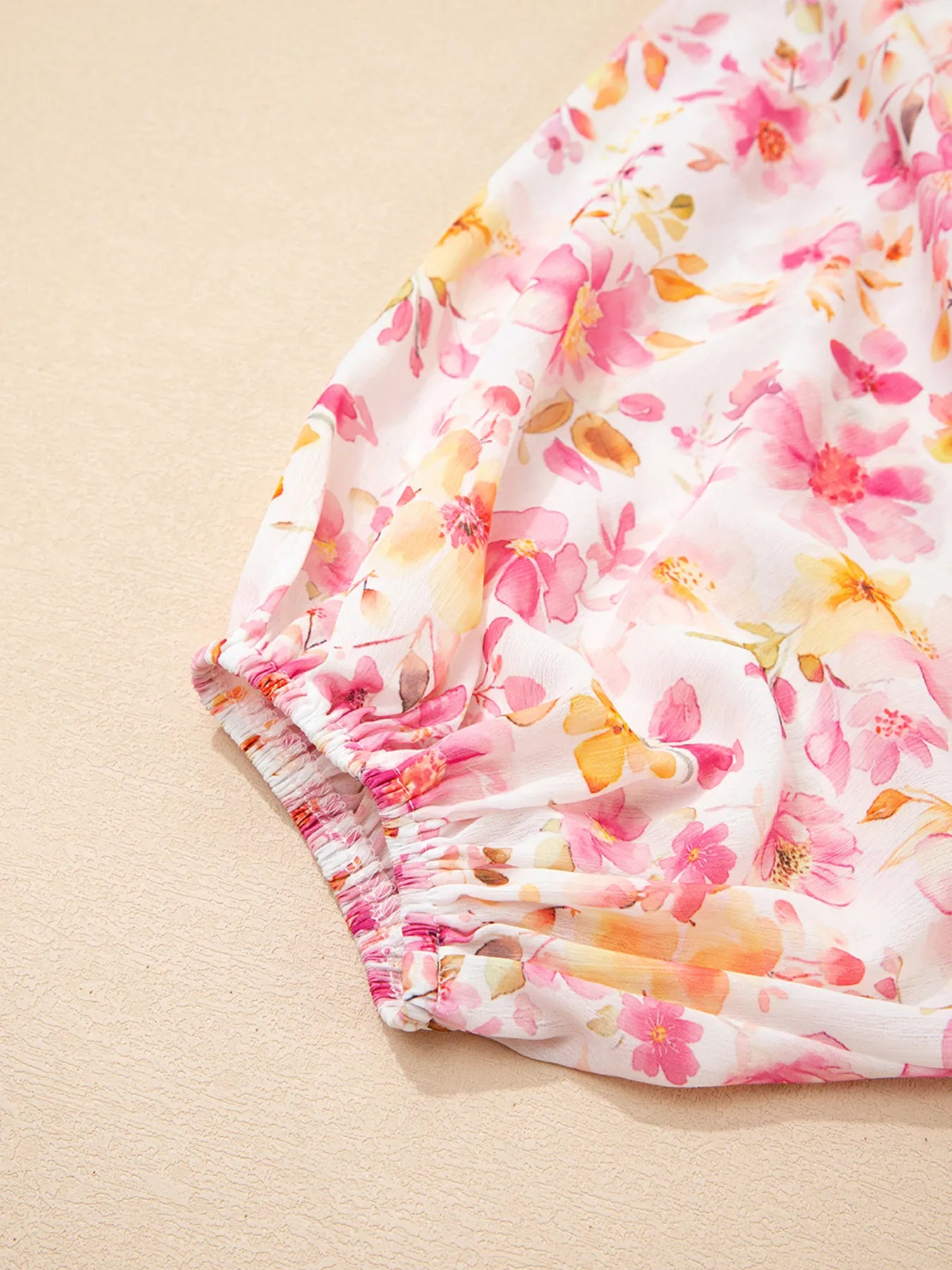 Floral Print Tassel Tie Smocked Puff Sleeve Blouse 008 - Poppy & Pearl Edit