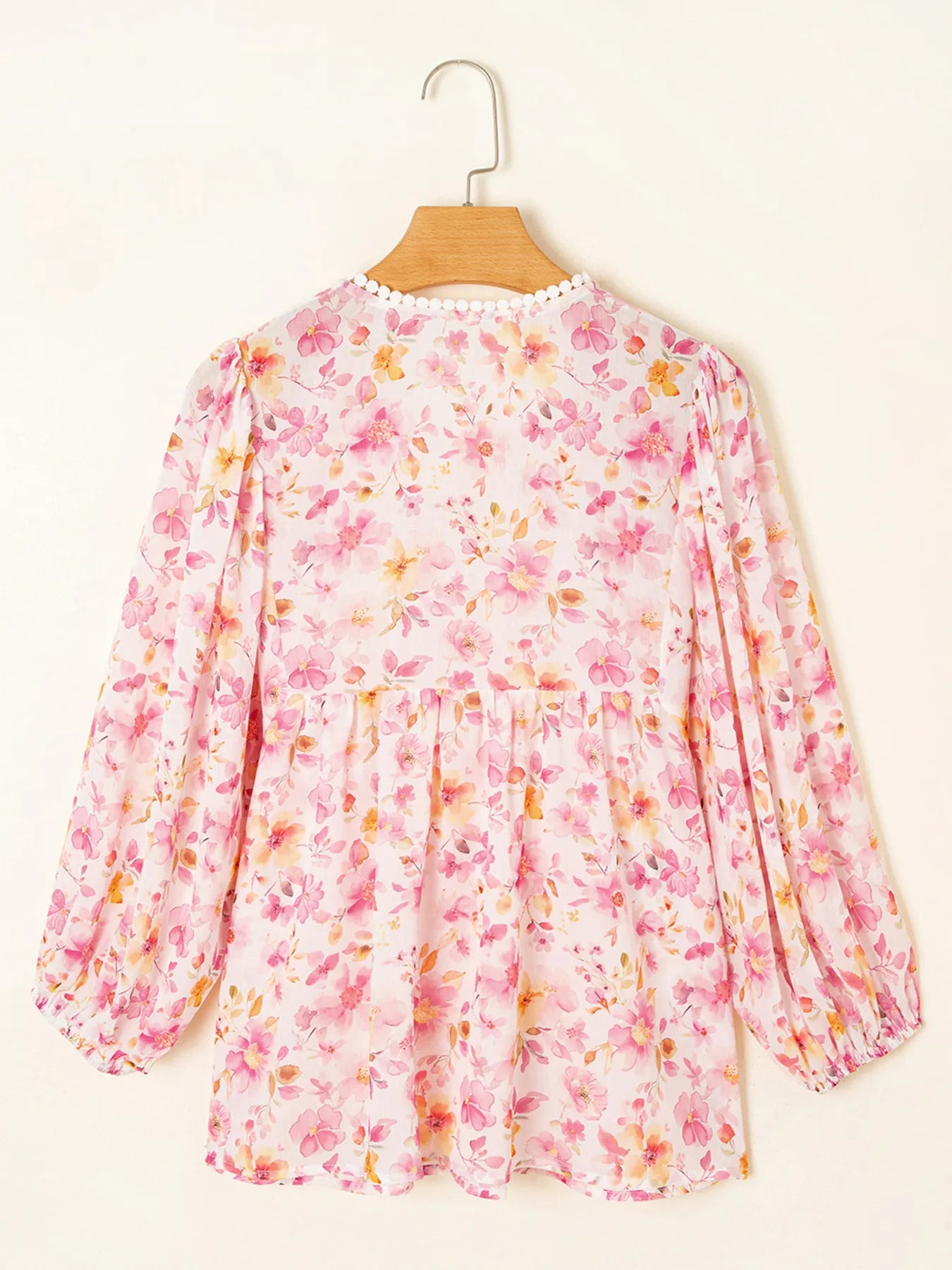Floral Print Tassel Tie Smocked Puff Sleeve Blouse 005 - Poppy & Pearl Edit