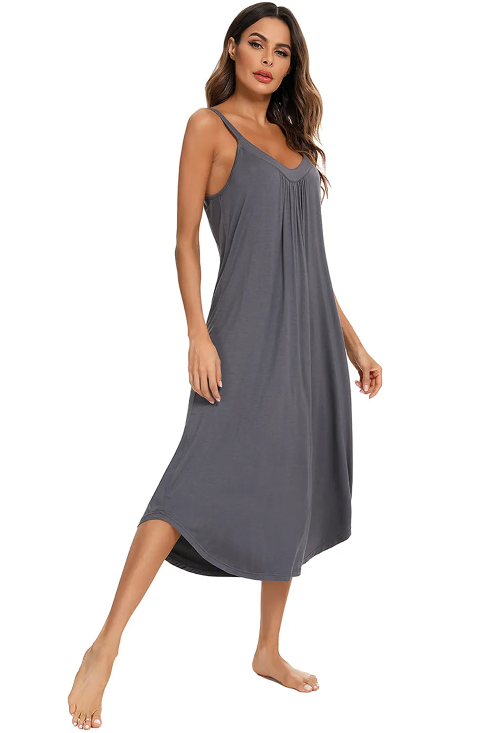 V Neck Midi Lounge Dress 006 - Poppy & Pearl Edit