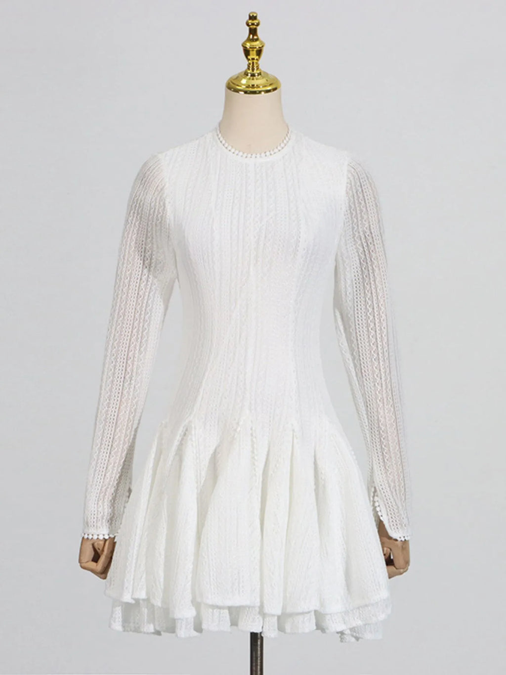 Layered Round Neck Long Sleeve Dress 011 - Poppy & Pearl Edit