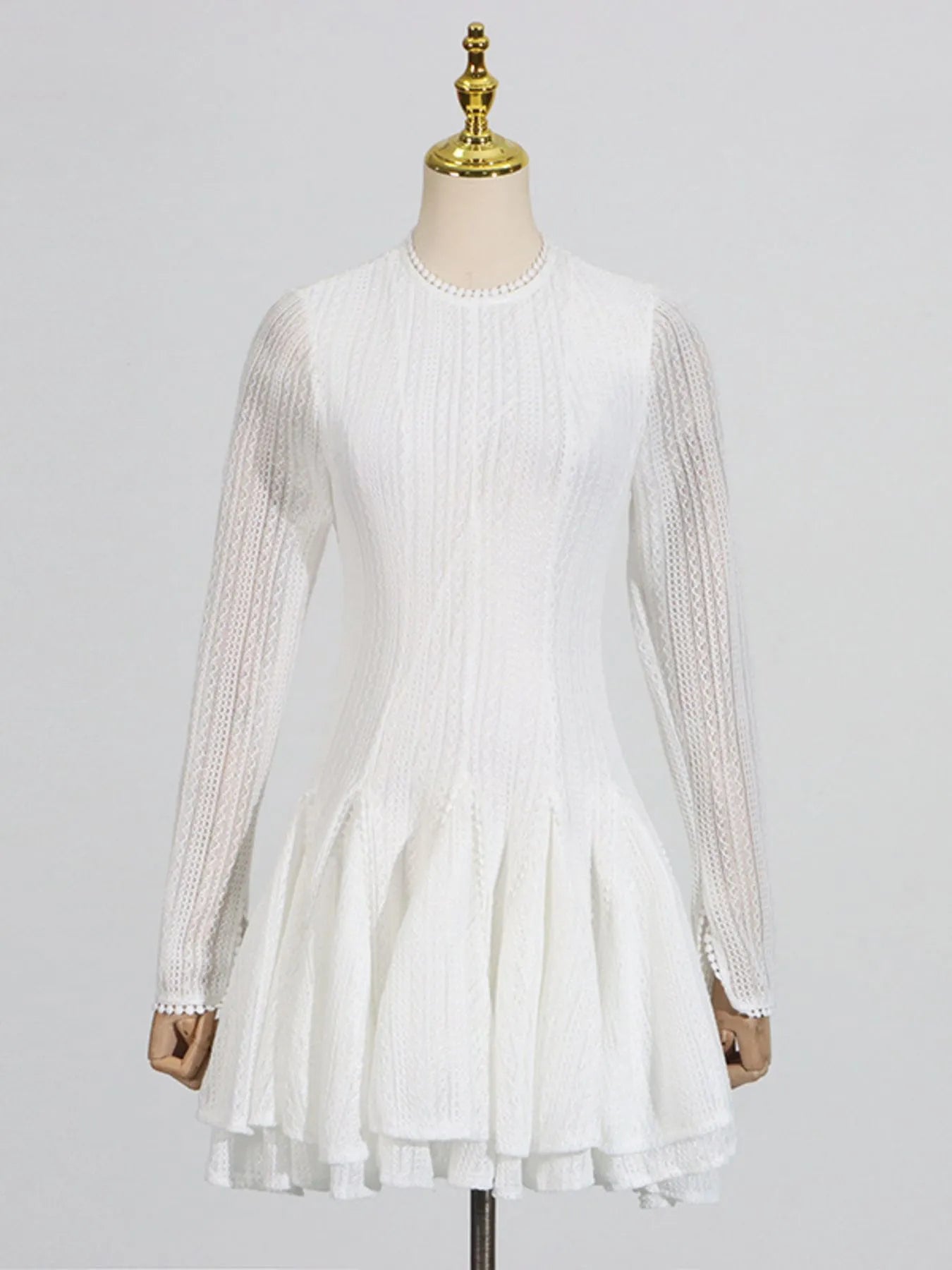 Layered Round Neck Long Sleeve Dress 011 - Poppy & Pearl Edit