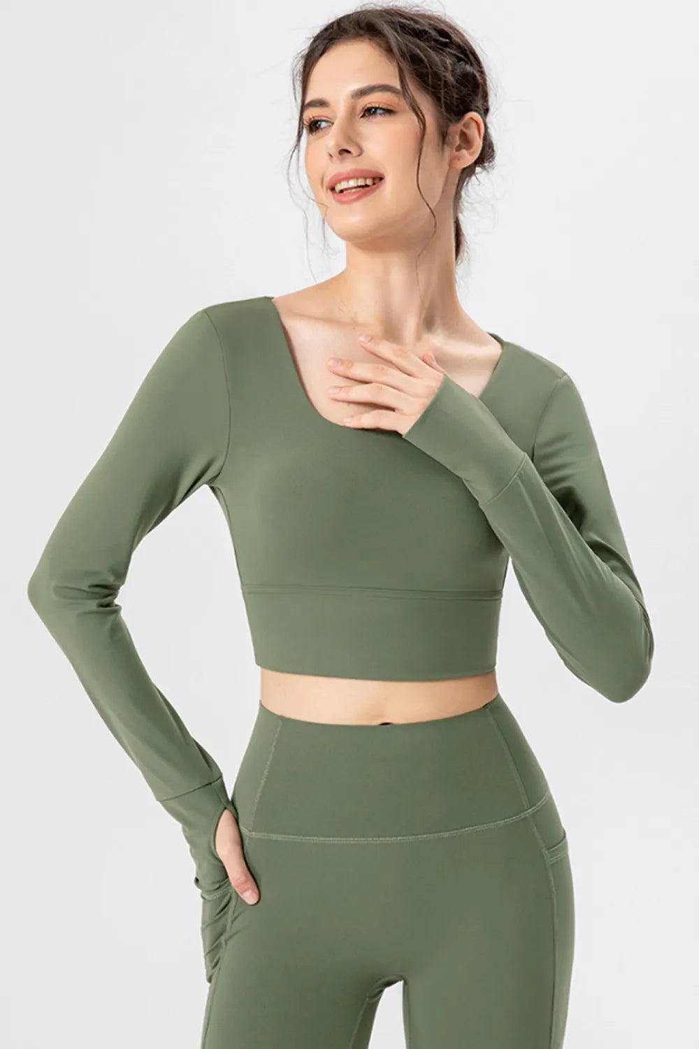 Square Neck Crisscross Active T Shirt 002 - Poppy & Pearl Edit