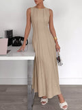 Round Neck Sleeveless Teture Mai Dress 002 - Poppy & Pearl Edit
