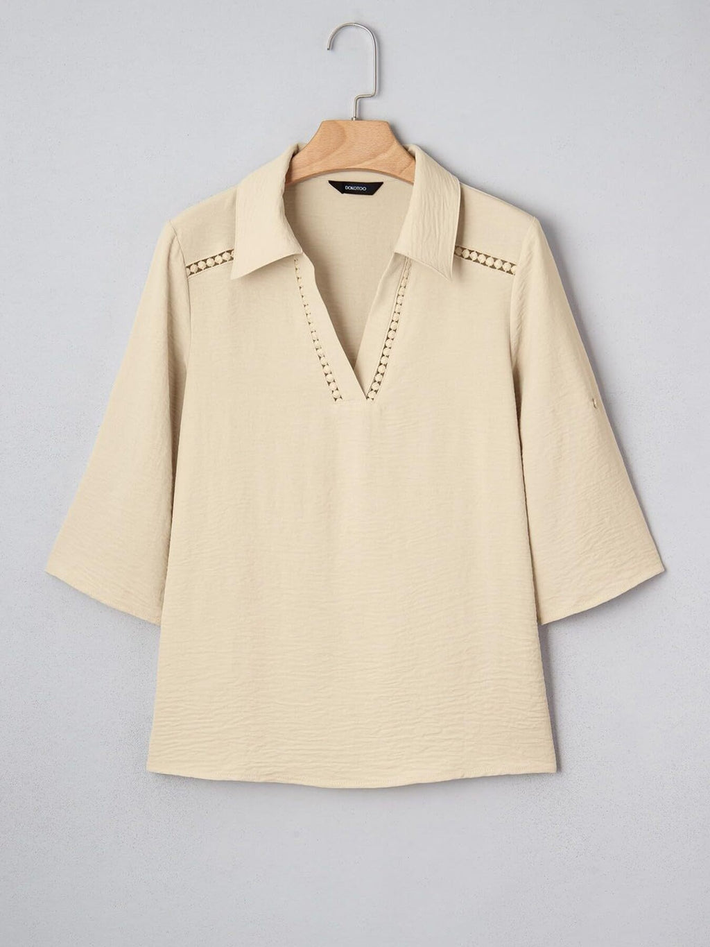 Johnny Collar Roll Up Sleeve Blouse 014 - Poppy & Pearl Edit