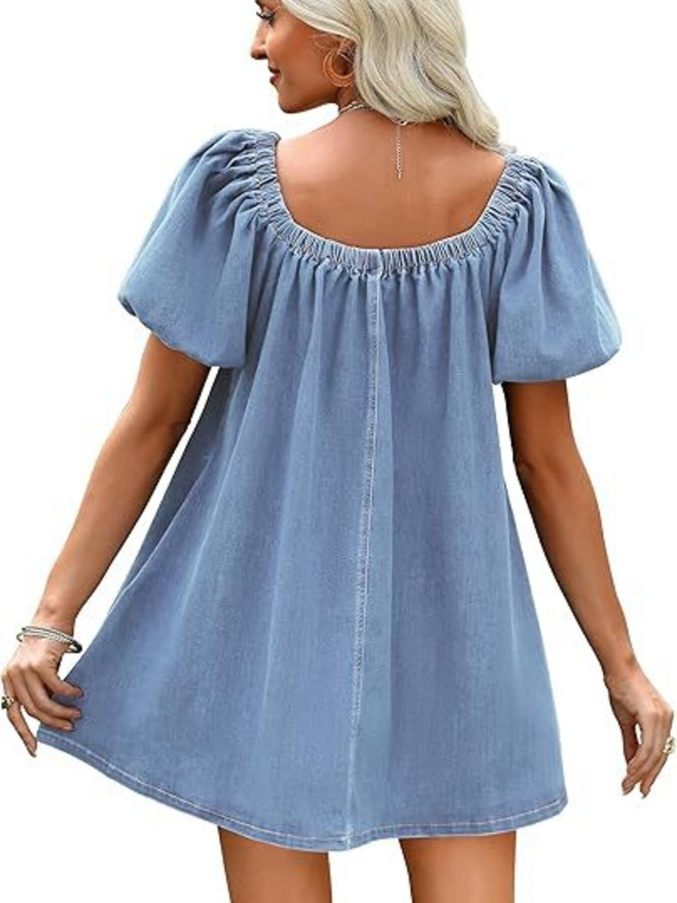 Off Shoulder Tie Front Denim Dress 004 - Poppy & Pearl Edit