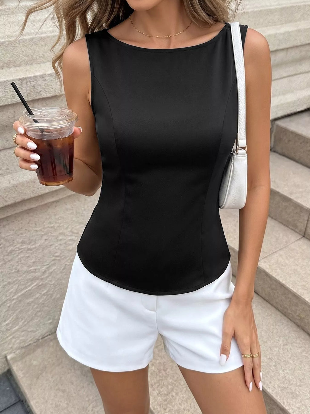 Cutout Back Sleeveless Top 005 - Poppy & Pearl Edit