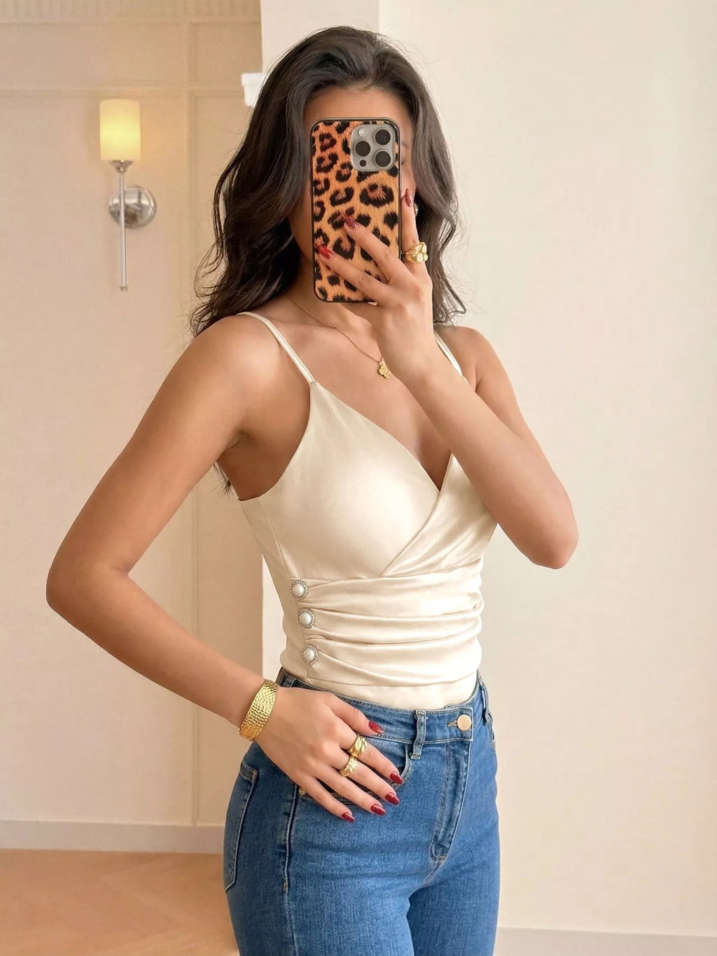 Ruched Spaghetti Strap Bodysuit 003 - Poppy & Pearl Edit