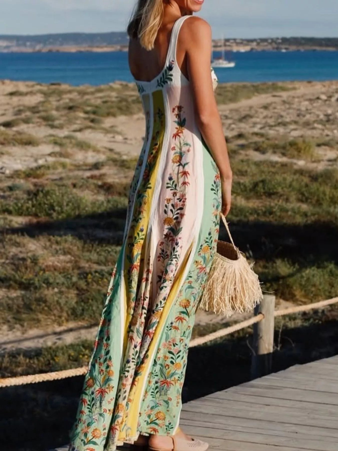Floral Print Sweetheart Neck Maxi Dress 005 - Poppy & Pearl Edit
