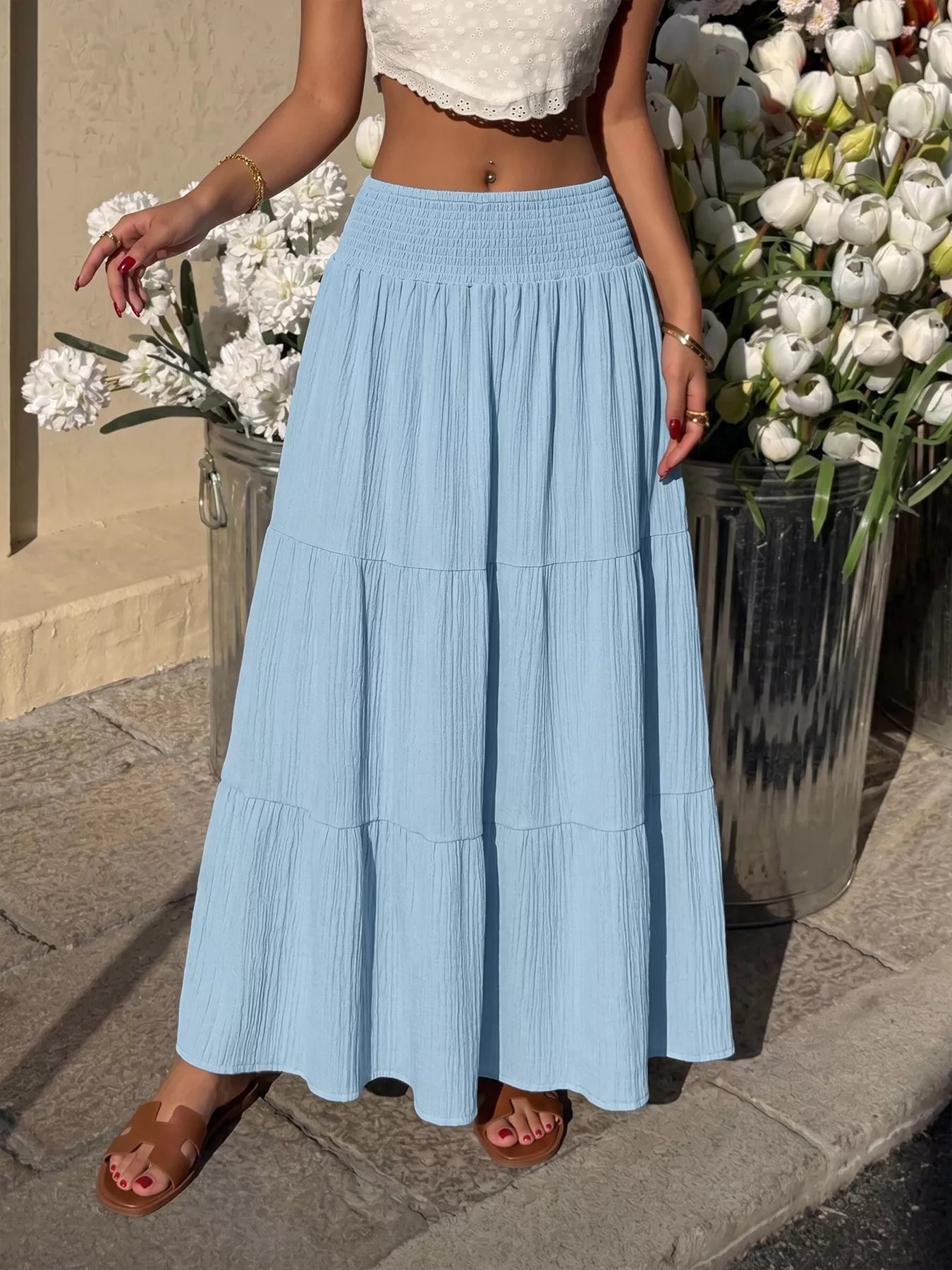 Tiered Flowy Maxi Skirt 002 - Poppy & Pearl Edit