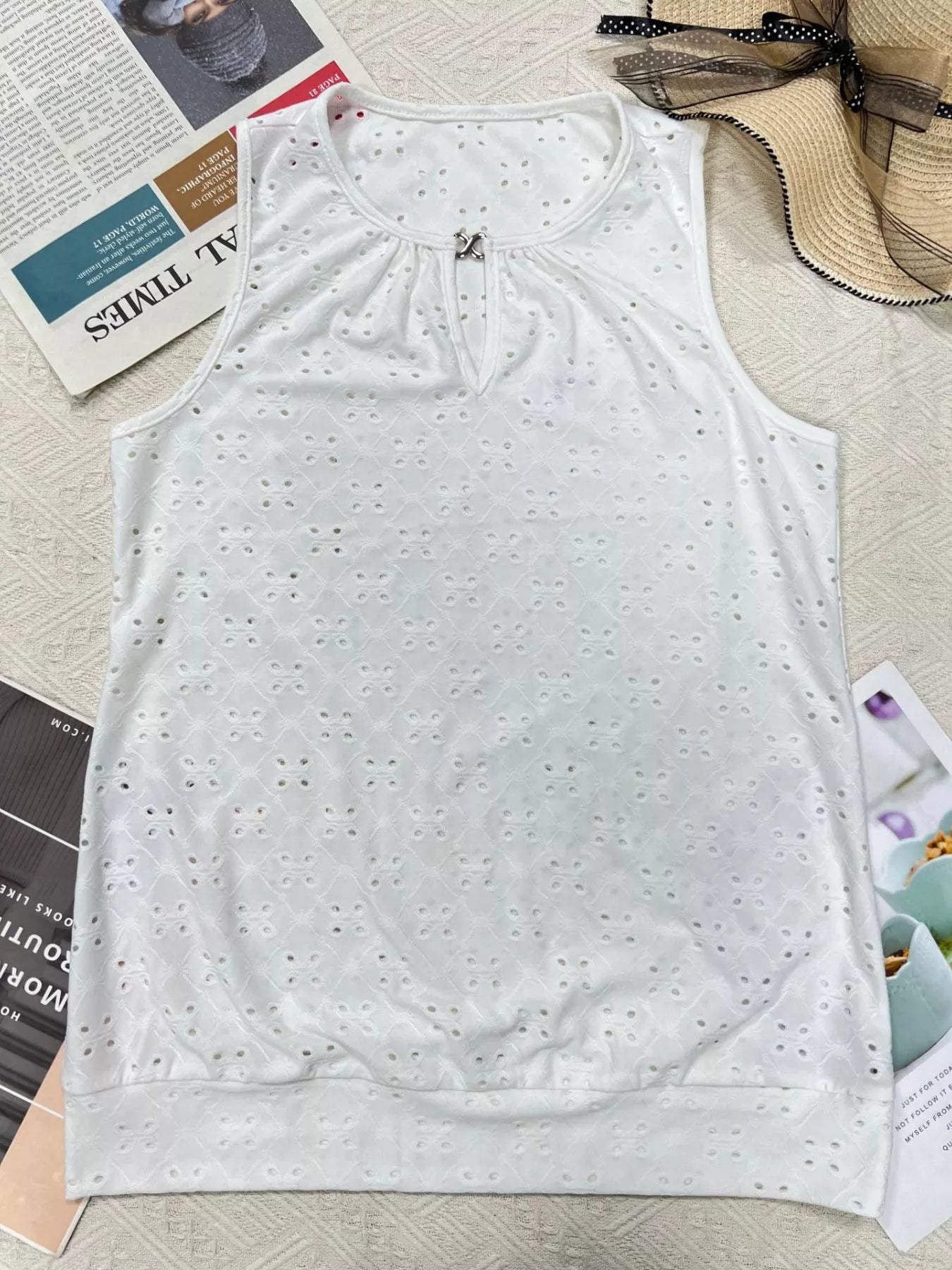Eyelet Round Neck Cami 005 - Poppy & Pearl Edit