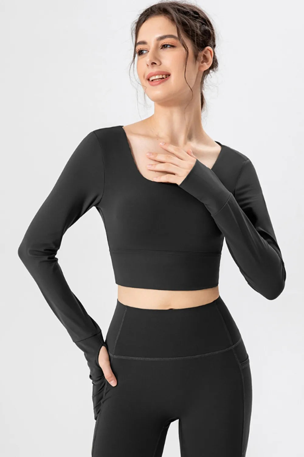 Square Neck Crisscross Active T Shirt 007 - Poppy & Pearl Edit