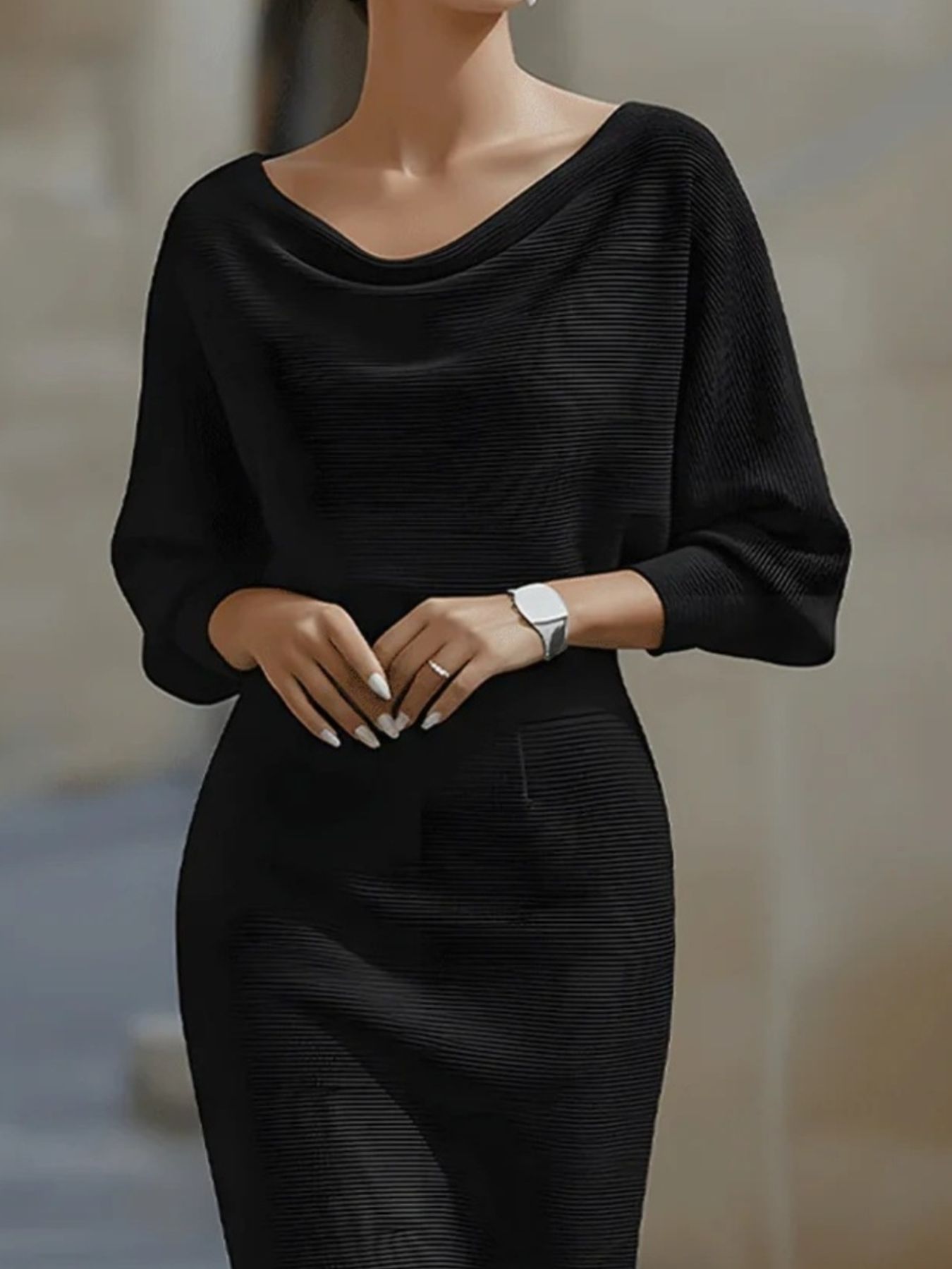 Cowl Neck Knit Bodycon Dress 005 - Poppy & Pearl Edit