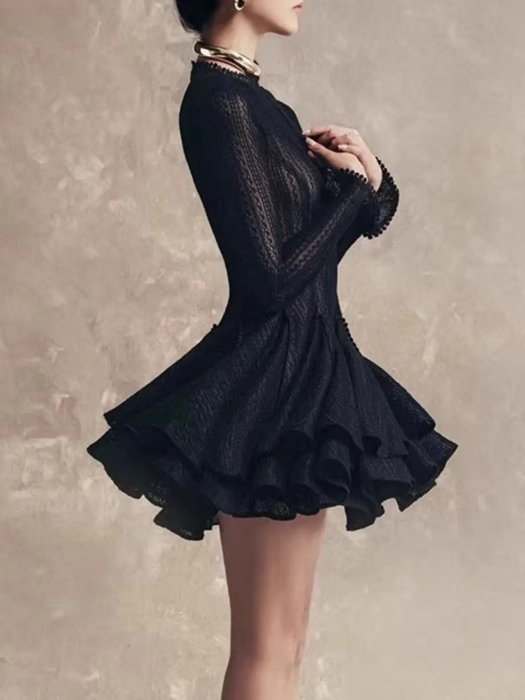 Layered Round Neck Long Sleeve Dress 019 - Poppy & Pearl Edit