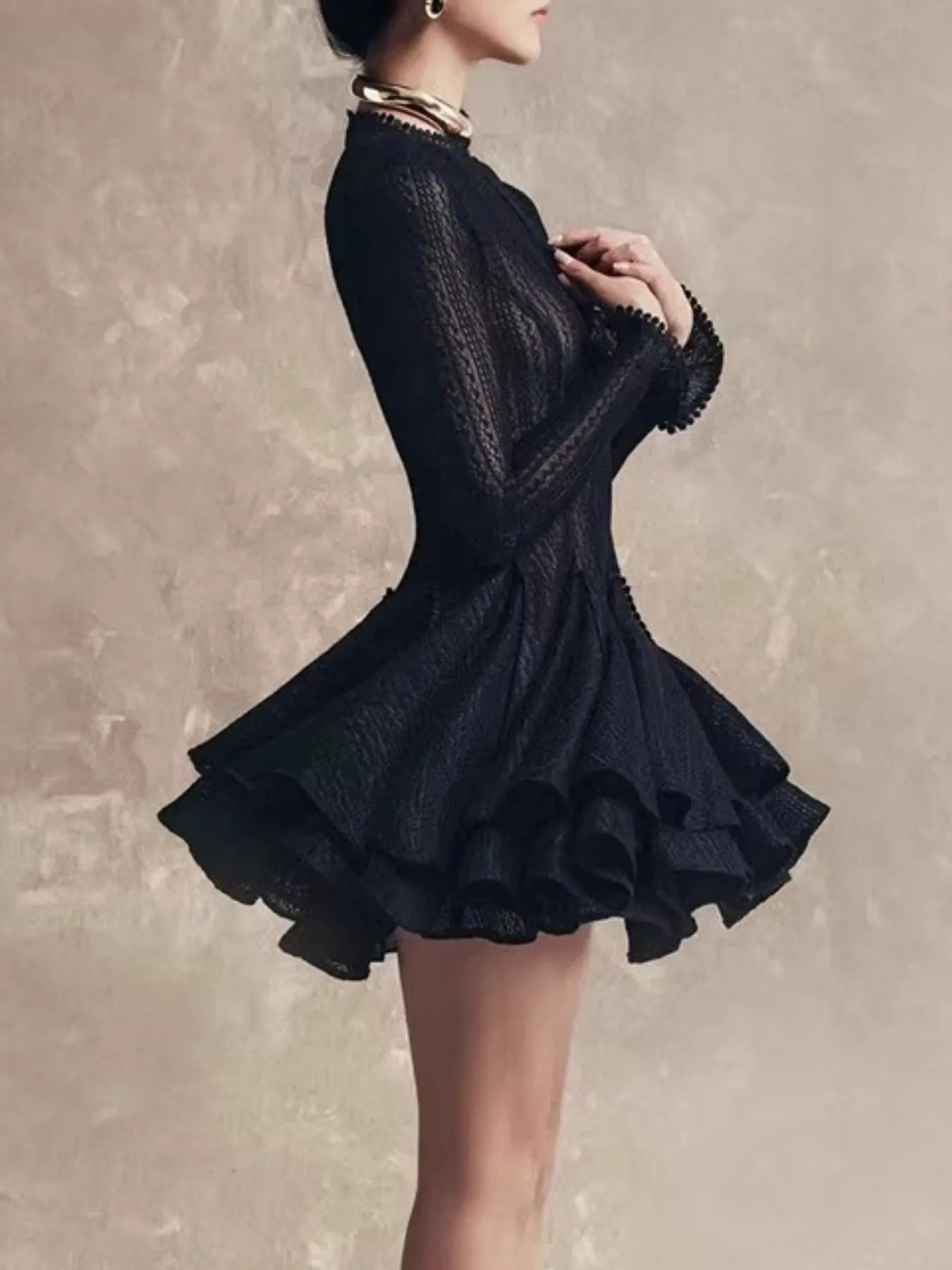 Layered Round Neck Long Sleeve Dress 019 - Poppy & Pearl Edit