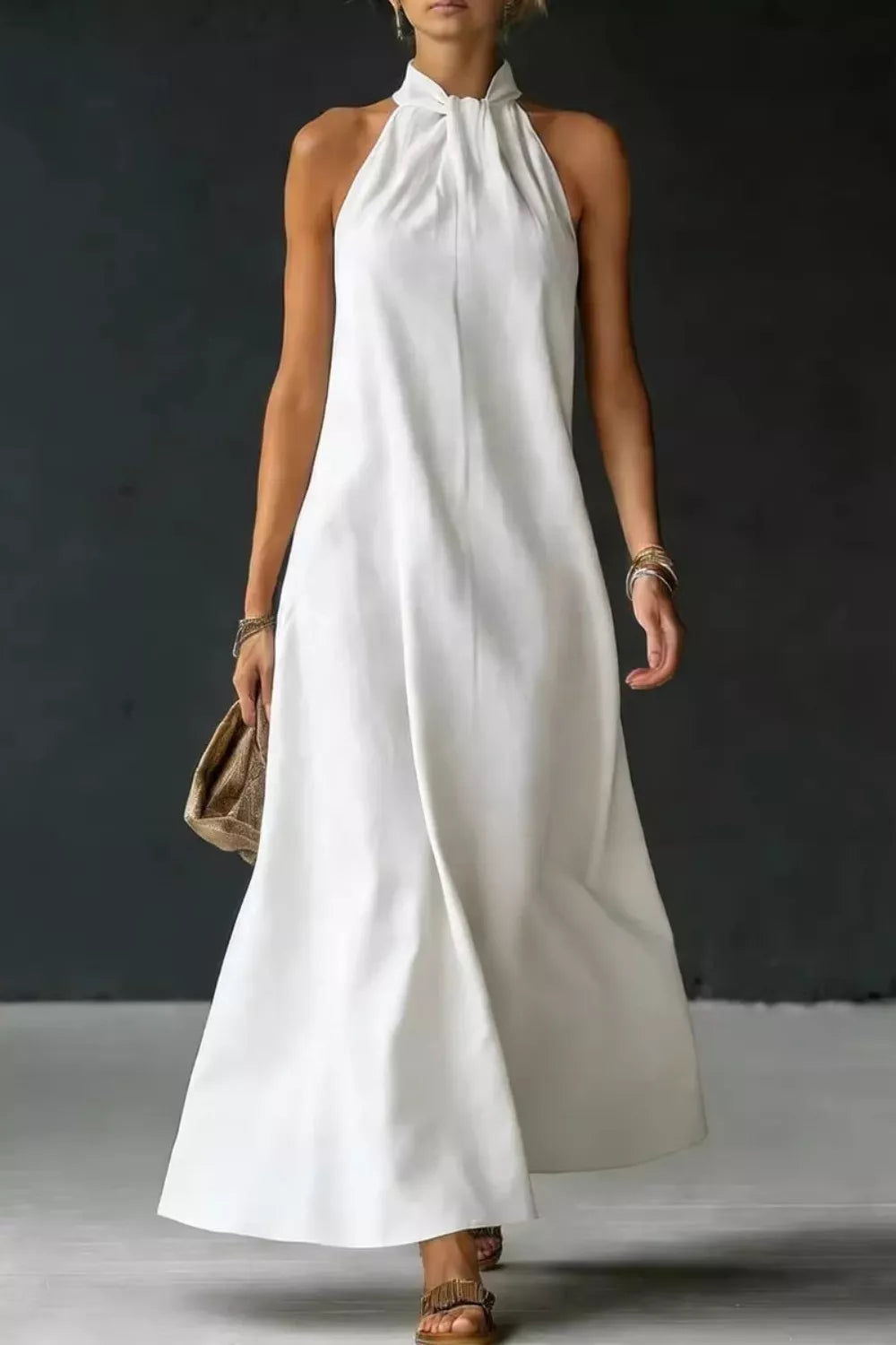 Halter Neck Sleeveless Maxi Dress 006 - Poppy & Pearl Edit