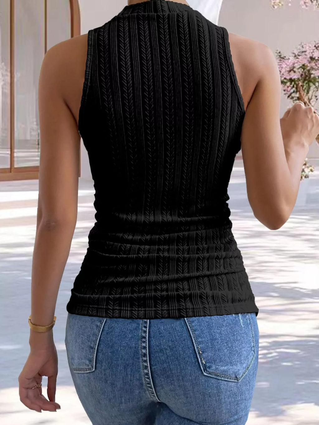 Texture Knit Mock Neck Tank 011 - Poppy & Pearl Edit