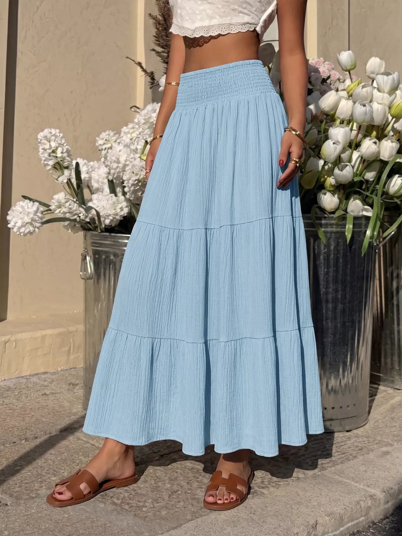 Tiered Flowy Maxi Skirt 003 - Poppy & Pearl Edit