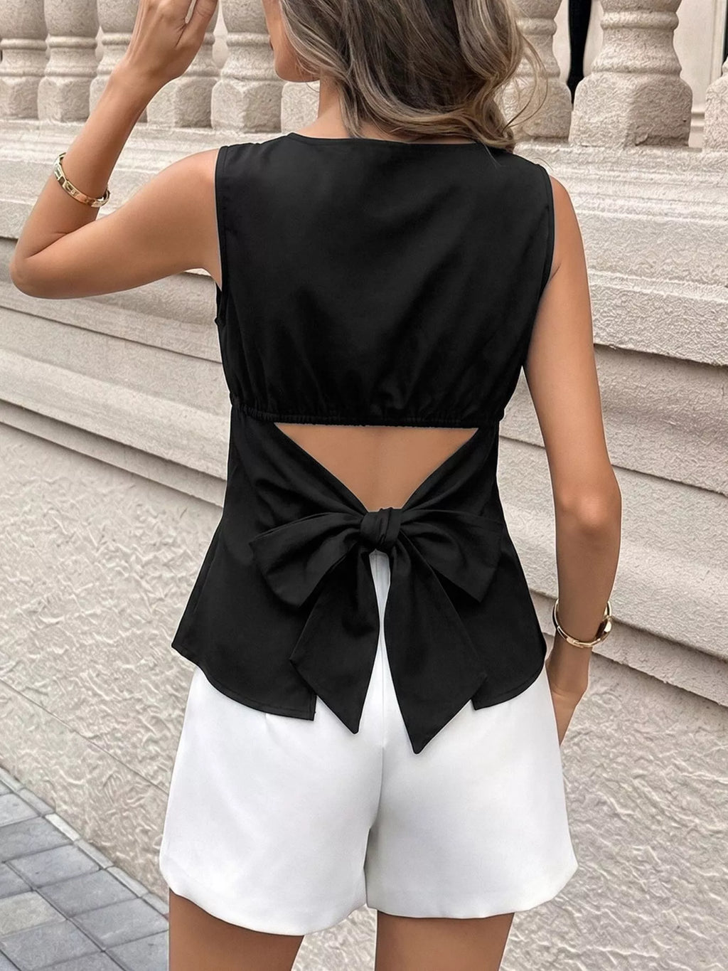 Cutout Back Sleeveless Top 006 - Poppy & Pearl Edit