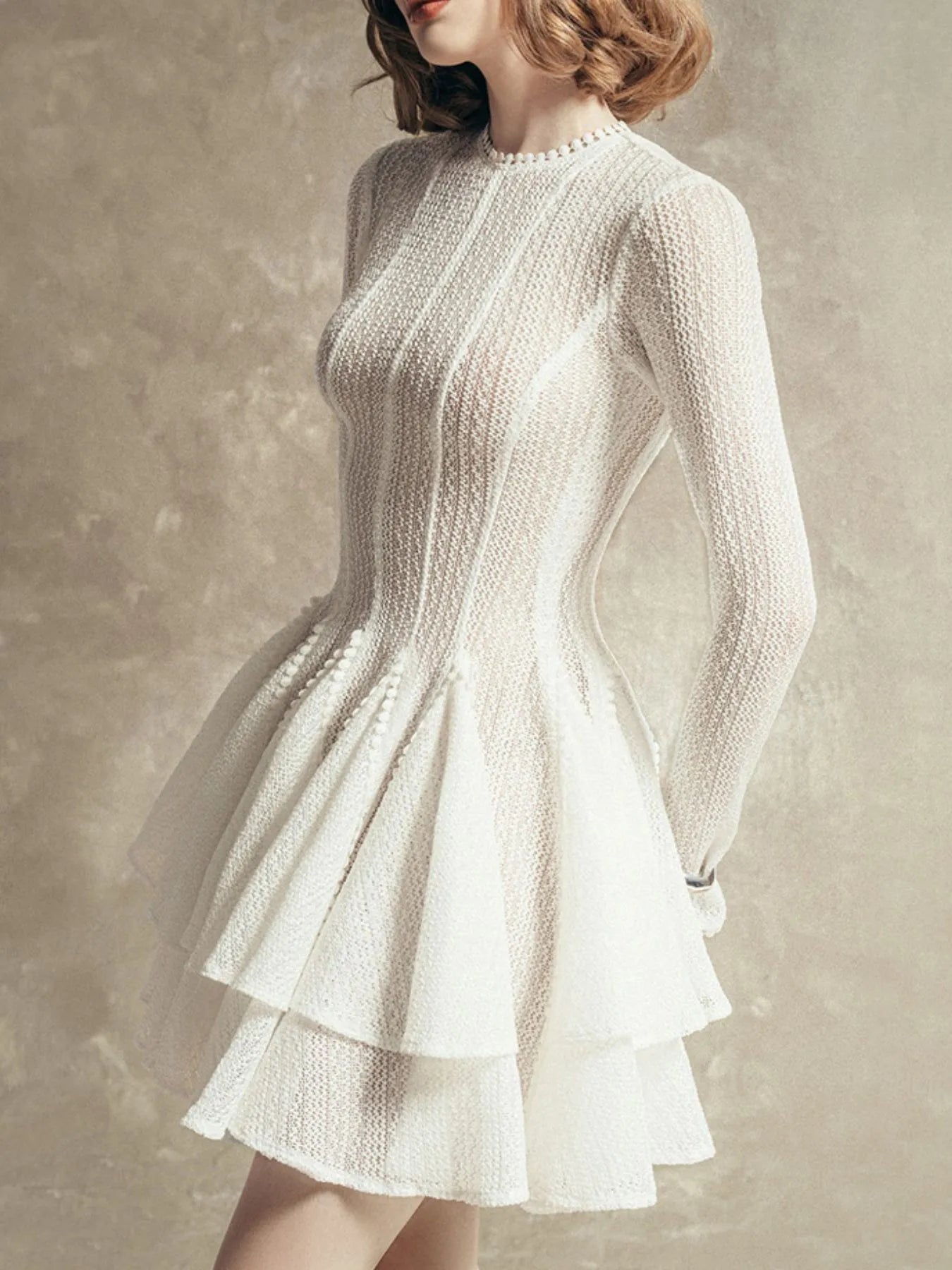 Layered Round Neck Long Sleeve Dress 007 - Poppy & Pearl Edit