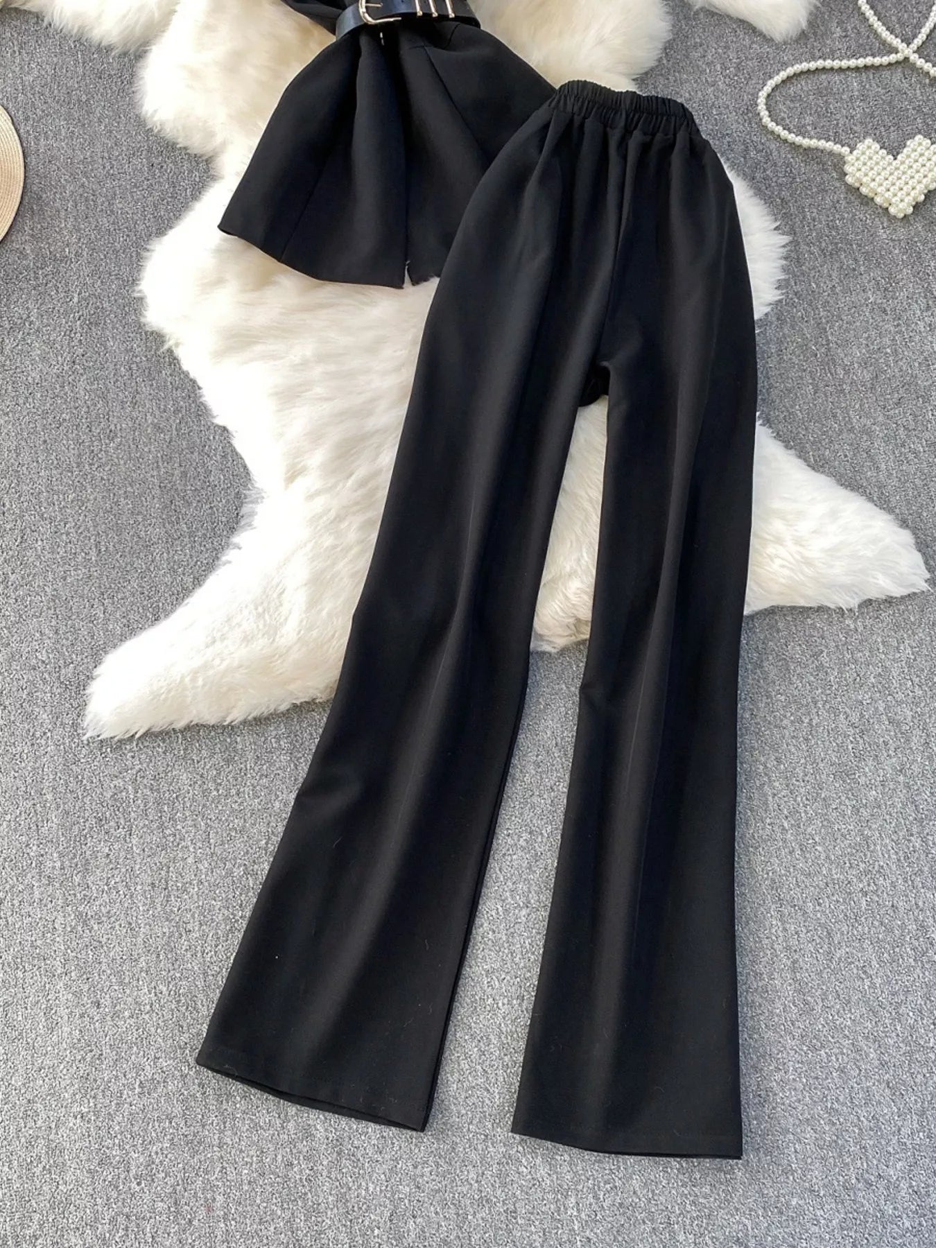 Sleeveless Top And Wide Leg Pants Set 022 - Poppy & Pearl Edit