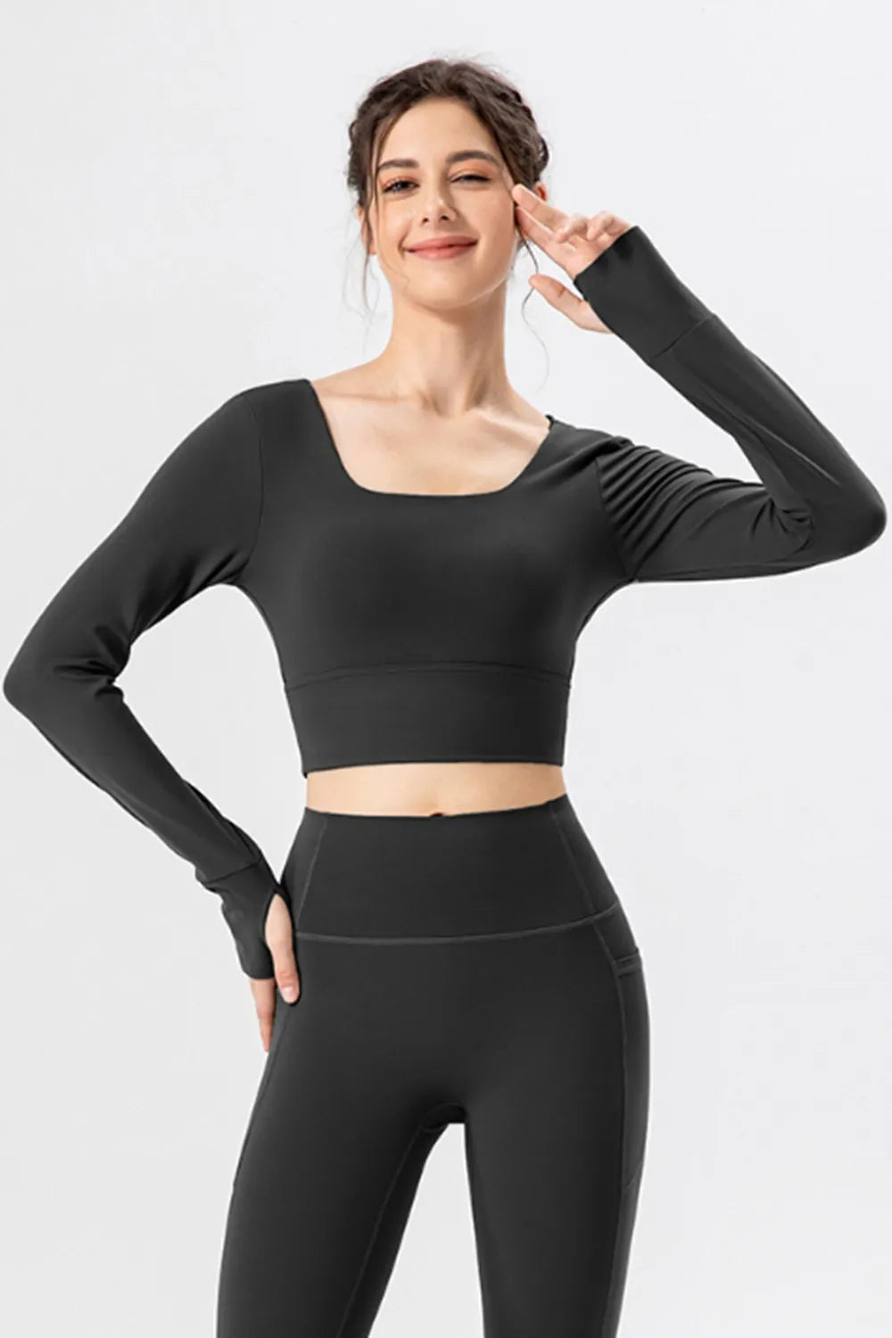 Square Neck Crisscross Active T Shirt 008 - Poppy & Pearl Edit