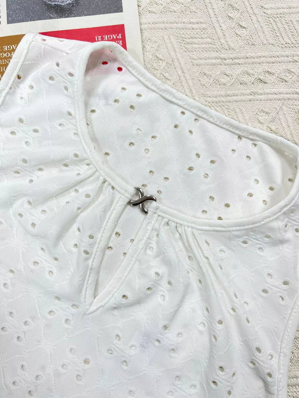 Eyelet Round Neck Cami 004 - Poppy & Pearl Edit