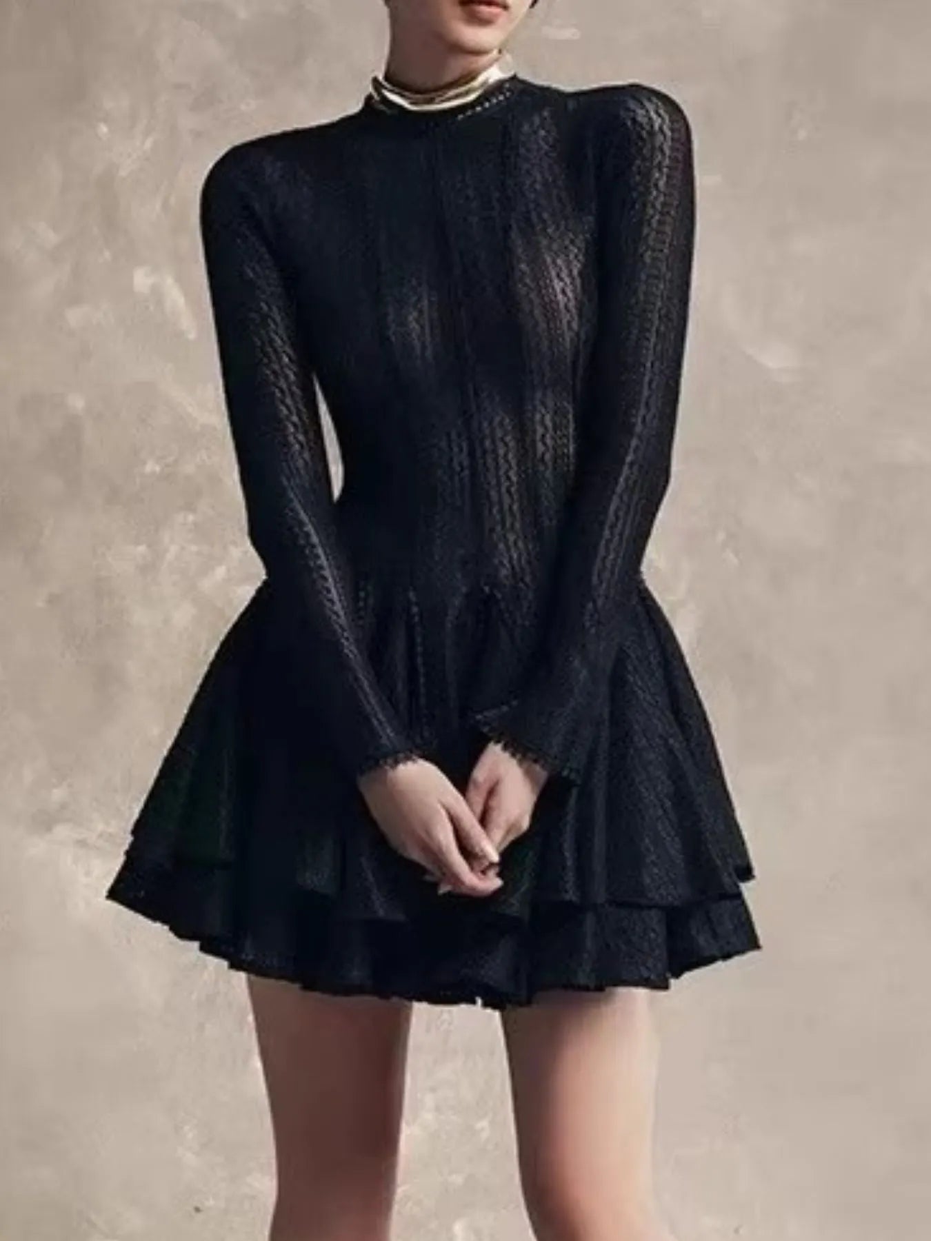 Layered Round Neck Long Sleeve Dress 004 - Poppy & Pearl Edit