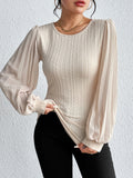 Honey Pleated Puff Sleeve Round Neck Blouse 004 - Poppy & Pearl Edit