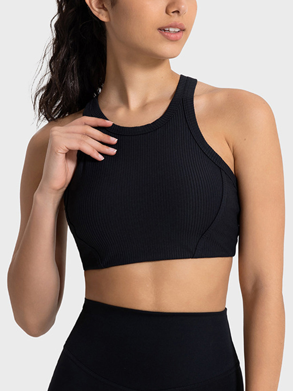 Millennia Wide Strap Cropped Sport Tank Close Up - Poppy & Pearl Edit