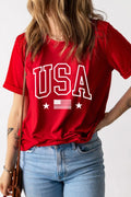 USA American Flag Crewneck T-Shirt 003 - Poppy & Pearl Edit