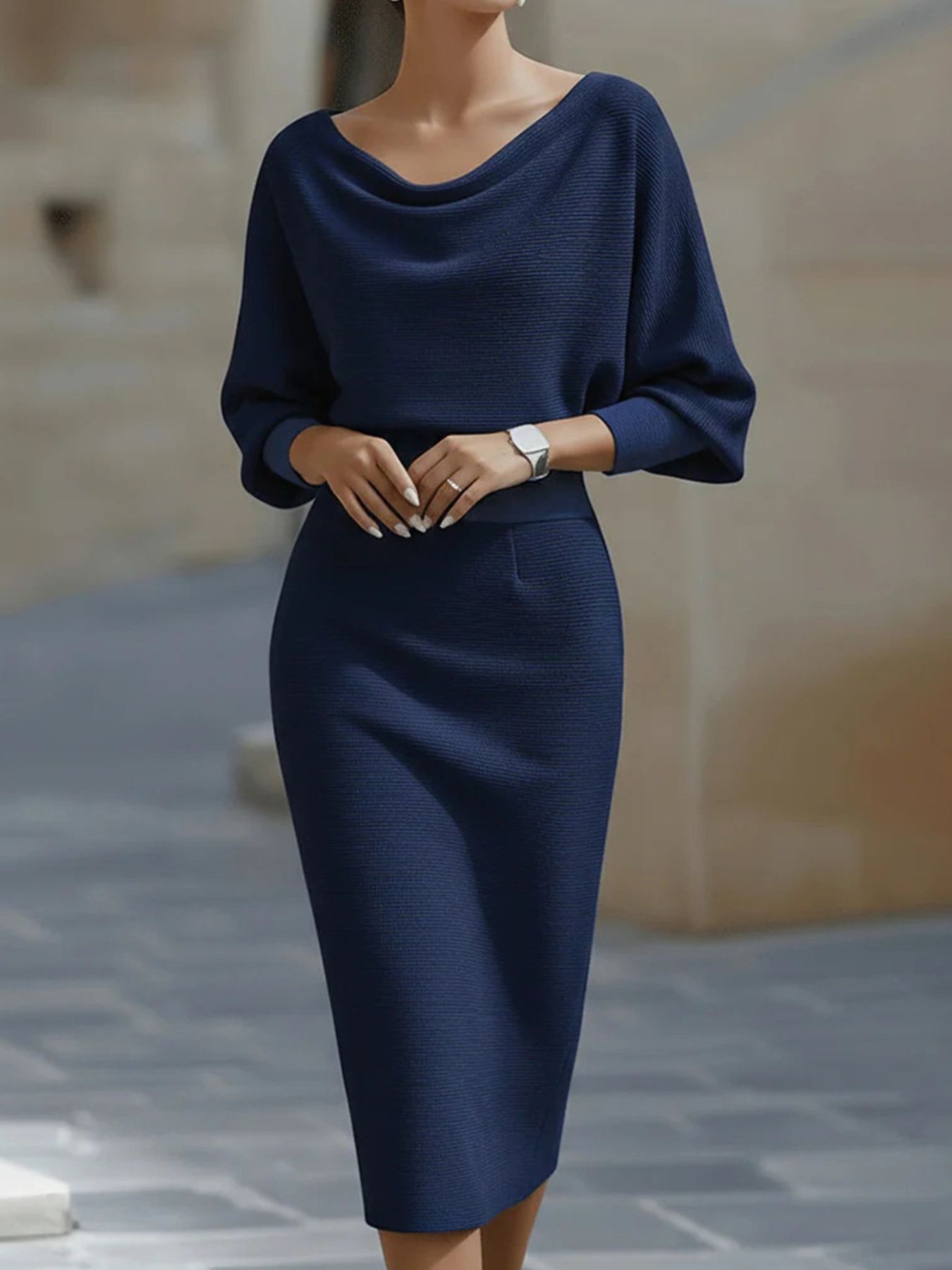 Cowl Neck Knit Bodycon Dress 003 - Poppy & Pearl Edit
