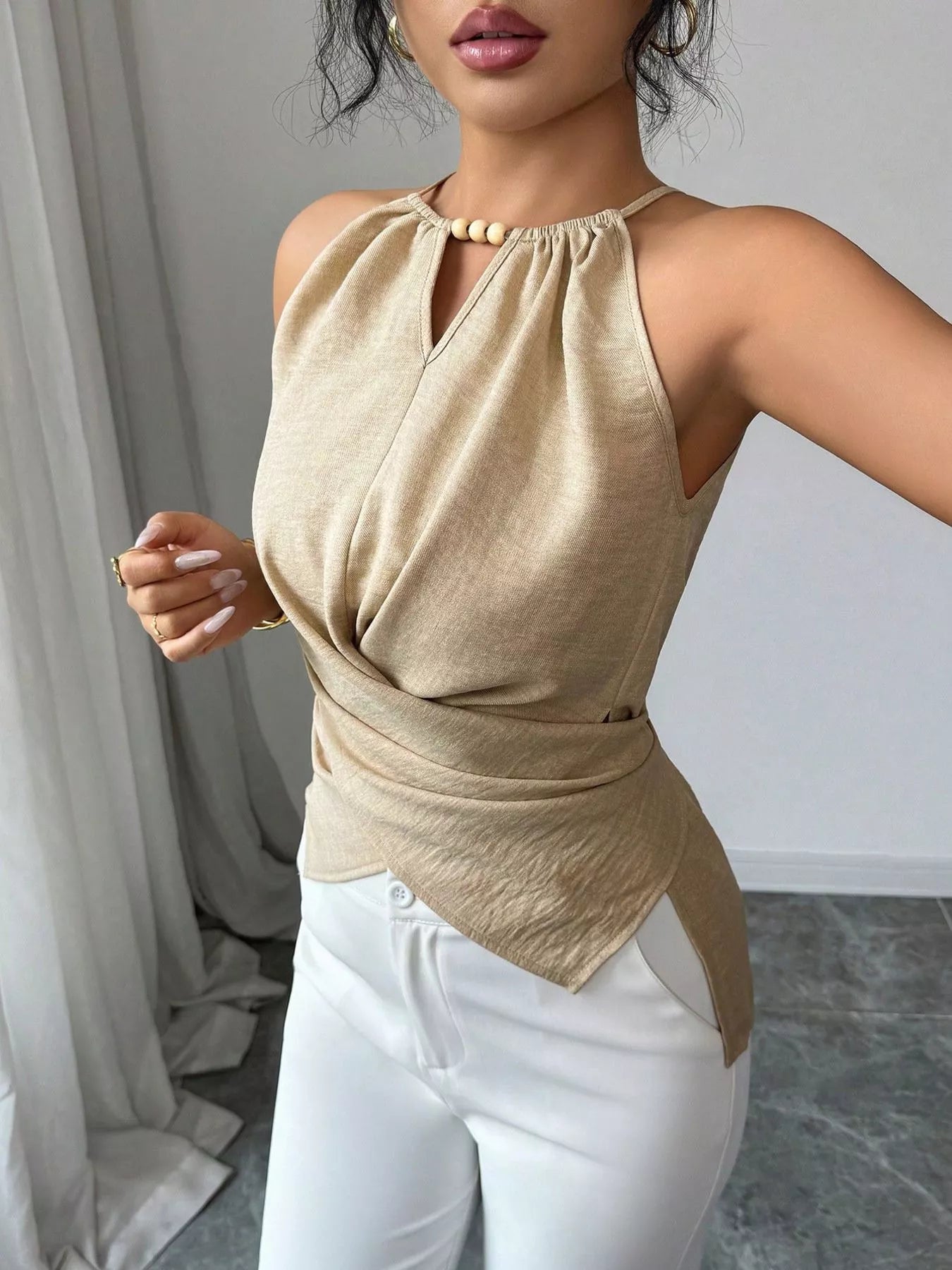 Halter Neck Crisscross Cami 003 - Poppy & Pearl Edit