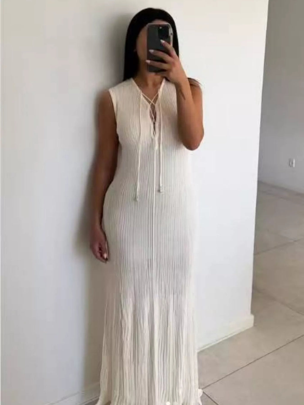 Lace Up Sleeveless Maxi Dress 004 - Poppy & Pearl Edit